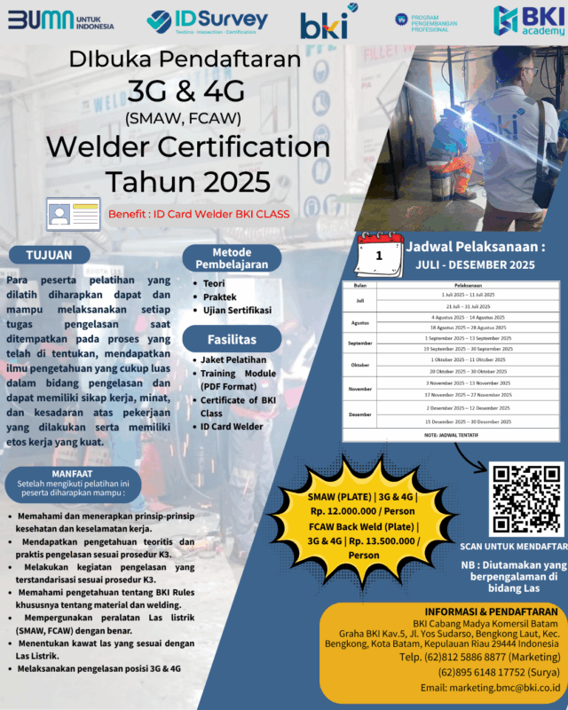 brosur pelatihan dan sertifikasi welder BKI Batam 2025